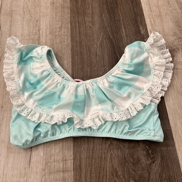 Well Dressed Wolf Go Wildling Turquoise Blue 2 piece Swim Bikini, Girls Sz 7,EUC